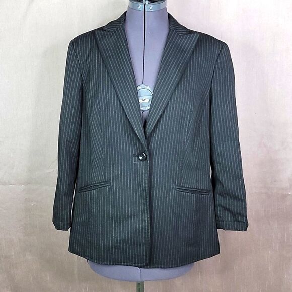 **EVAN-PICONE‎ STRETCH Pinstripe Suit Jacket 14 Petite - Picture 1 of 8